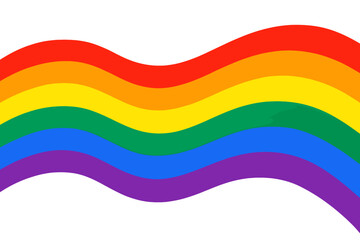 Pride wave background with vibrant rainbow LGBT flag colors, isolated stripes, LGBTQ gay pride concept, colorful flowing stripes, rainbow flag vector