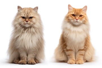 Obraz premium before and after cat grooming, fluffy long hair vs clean trimmed fur, same position