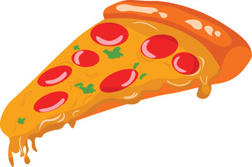 Vector illustration of pizza slice food on white background.