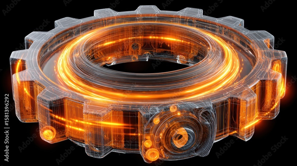 Poster transparent gear overlay concept with highlighted movement and speed