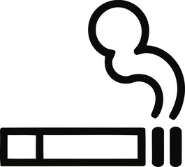 Stylized black and white icon of a smoking cigarette with smoke rising