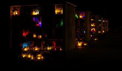 Wroclaw, Poland - 10.31.2023: All Souls Night at Osobowice Cemetery.