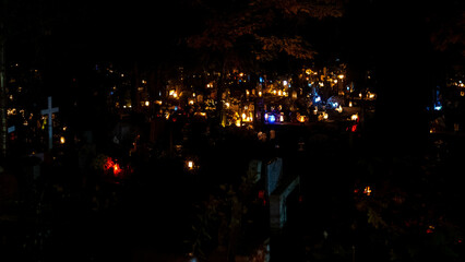 Wroclaw, Poland - 10.31.2023: All Souls Night at Osobowice Cemetery.