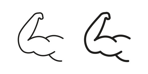 Obraz premium Strong arm icon design element. Editable stroke. Vector