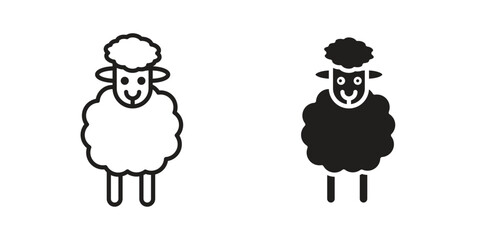 Sheep icon design element. Editable stroke. Vector