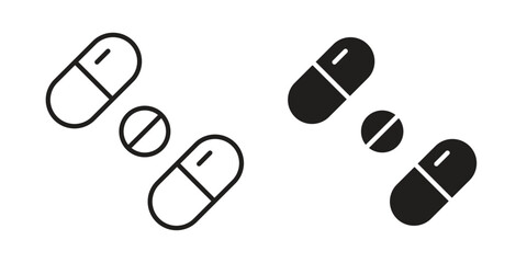 Pills icon design element. Editable stroke. Vector