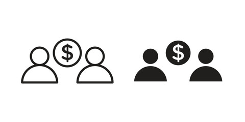 Joint account icon design element. Editable stroke. Vector.