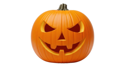 Spooky Jack o Lantern Halloween Pumpkin Carving with Scary Face and Glowing Eyes on a Black Background