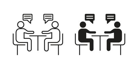 Job interview icon design element. Editable stroke. Vector