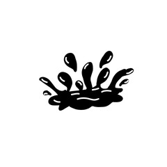 Ink splash illustration on white background, black paint splatter design element