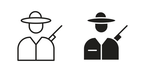 Hunter icon design element. Editable stroke. Vector