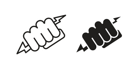 Hand with Power icon design element. Editable stroke. Vector
