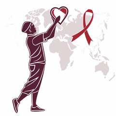 silhouette World Diabetes Day on white background