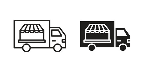 Food truck icon design element. Editable stroke. Vector