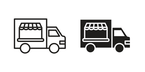 Food truck icon design element. Editable stroke. Vector