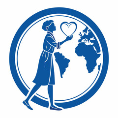 silhouette World Diabetes Day on white background