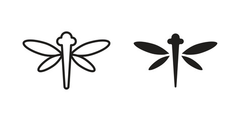 Dragon fly icon design element. Editable stroke. Vector