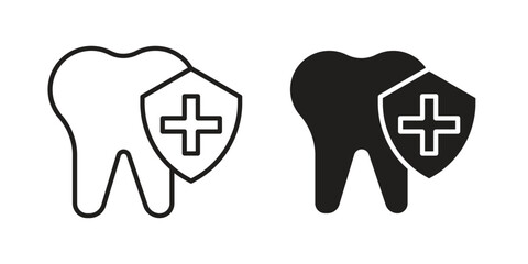 Dental insurance icon design element. Editable stroke. Vector