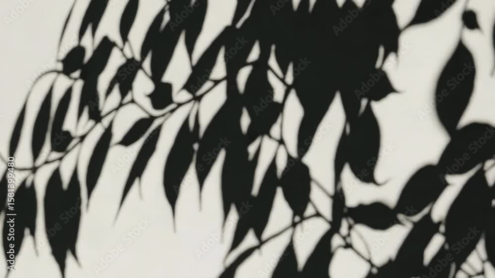 Wall mural dynamic movement of leaves creating artful shadows against bright background