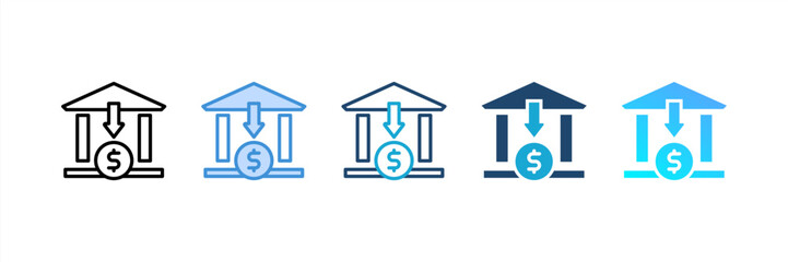 Deposit icon set multiple style collection