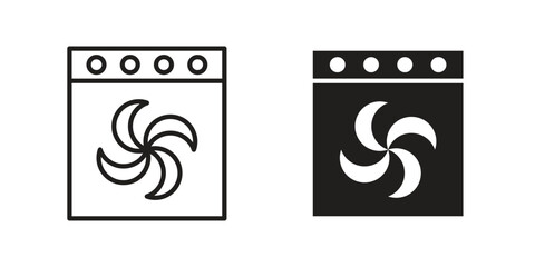 Convection turbofan stove icon design element. Editable stroke. Vector