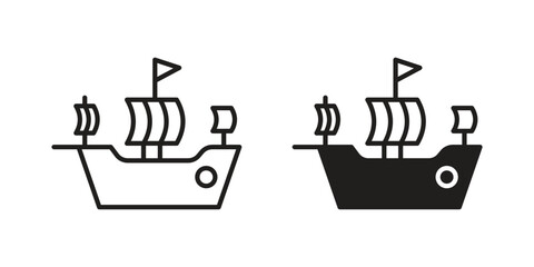 Caravel icon design element. Editable stroke. Vector