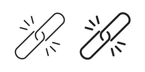 Broken link icon design element. Editable stroke. Vector
