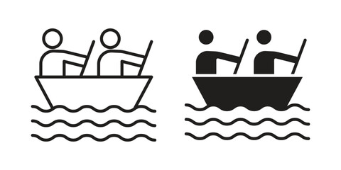 Boat race icon design element. Editable stroke. Vector