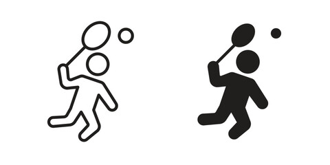 Badminton icon design element. Editable stroke. Vector
