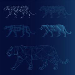 Abstract animal silhouettes composed of geometric shapes and patterns