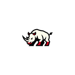 Angry rhino mascot logo icon flat vector design