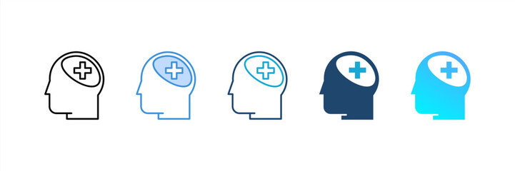 Obraz premium Mental Health icon set multiple style collection