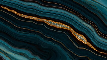 Obraz premium Abstract dark teal and gold flowing lines background texture