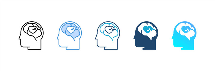 Mental Health icon set multiple style collection