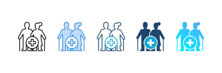 Elderly icon set multiple style collection