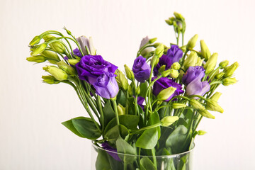 Eustoma flowers on white background