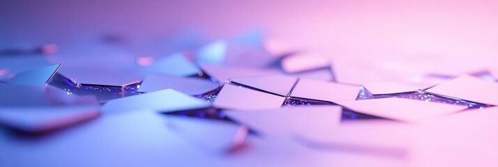 Glowing torn triangular grid in soft periwinkle hues