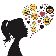 silhouette world emoji day on white background