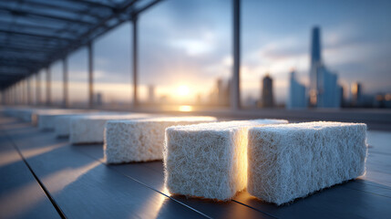 Close-up of a pristine white HVAC air filter illuminated by bright daylight. Clean, new filter texture emphasized with soft blur background and caption space on the side for clear presentation.

