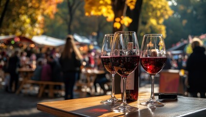 Autumnal Wine Tasting at a Festive Market