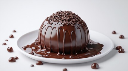 Indulge in Delicious Sphere of Chocolate Dessert with Rich Ganache and Sprinkle Toppings, a culinary experience