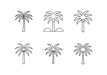 set of date palm grove icon line art vector illustration