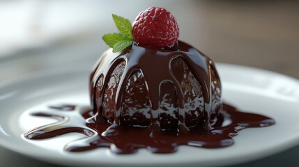 Decadent Chocolate Lava Cake A Rich Dessert Indulgence with Raspberry