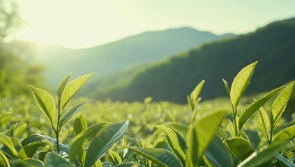 Serene Tea Plantation at Sunrise