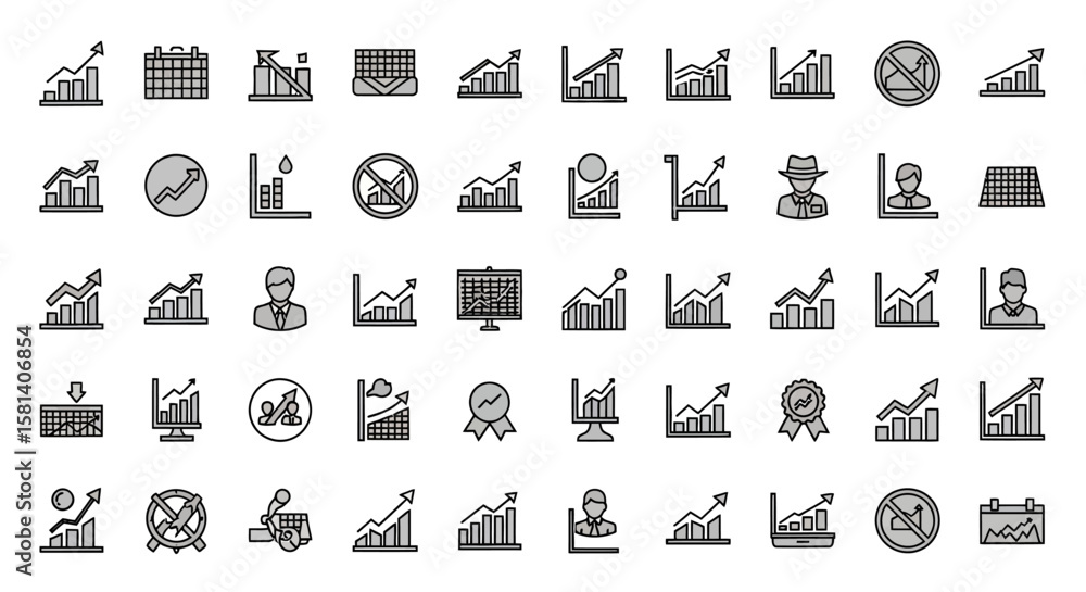 Poster set of vector icons business and finance icon set charts graphs and data analysis symbols. vector il