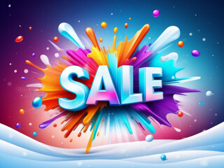 Winter Sale background exploding from colorful stripes