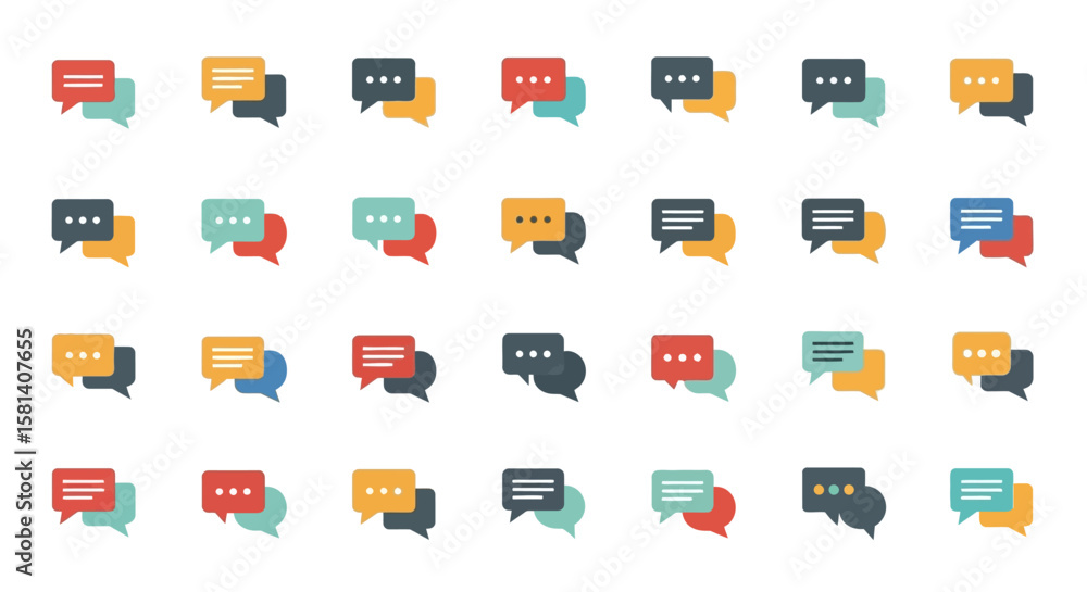 Poster set of vector icons collection of colorful flat speech bubble icons. vector illustrations. eps edita