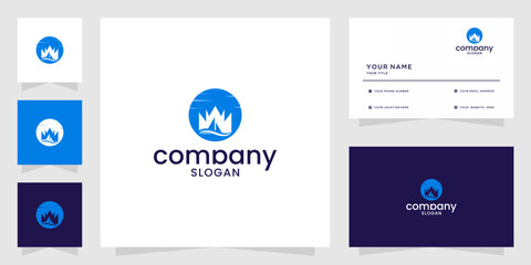 boat crown logo with business card design