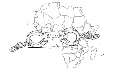 Africa Breaking Free A Symbolic Depiction of Liberation and Independence from Colonialism and Oppression with Broken Chains on the Continent