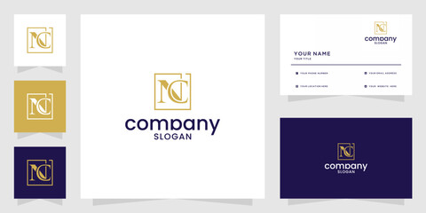 Elegant Monogram Logo for Business Initials NC with Square frame
